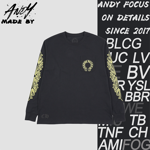 Crucifix Sleeve Sanskrit Scroll Print Long Sleeve - Black Yellow