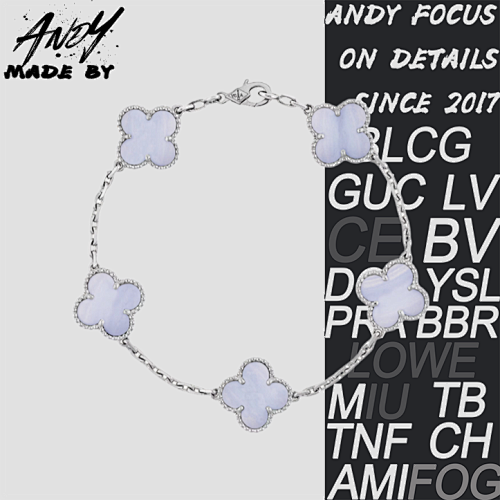 Van Purple Jade Marrow Five Flower Bracelet White Gold