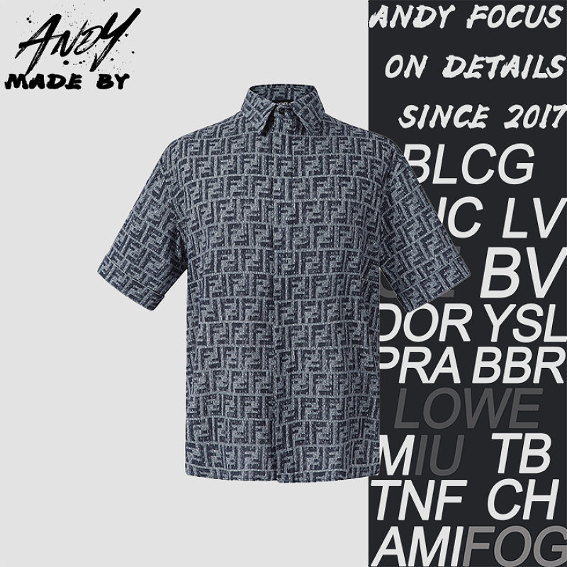 Fendi All-over Logo Lettering FF Denim Shirt