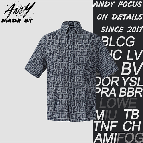Fendi All-over Logo Lettering FF Denim Shirt