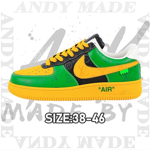 L V X Nike Air Force1Low Air Force Heavy Joint Brand Yellow Green