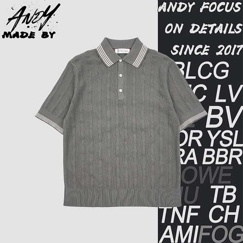 Color-block Vertical Stripe Collar Polo Short Sleeve