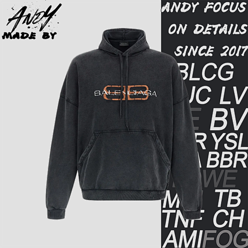 Mottled Muddy Dye Double B Print Hooded Sweatshirt