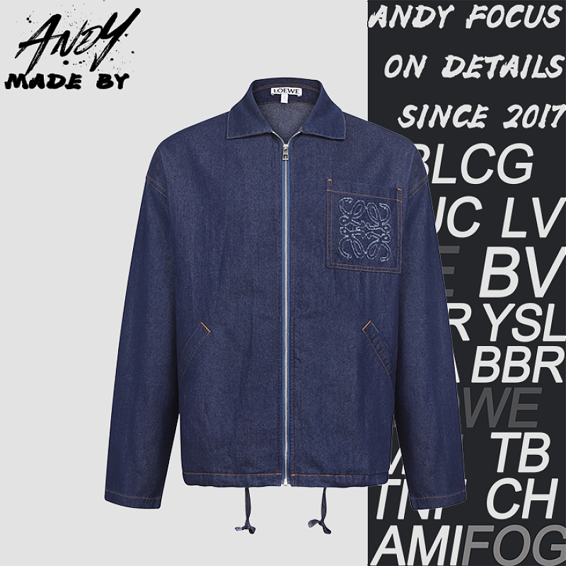 Loewe Embroidered Logo Cotton Denim Jacket