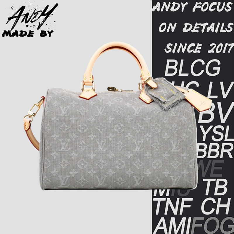 Louis Vuitton L VSpeedy Soft 30 Grey Denim Bag