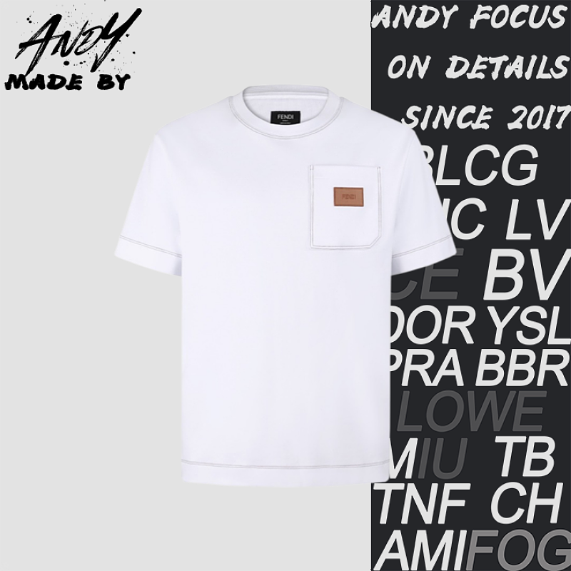 Crew-Neck Cotton T-Shirt With Leather Logo Patch