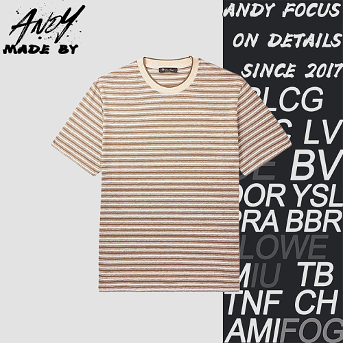 Yellow Striped Crew Neck Short-sleeve