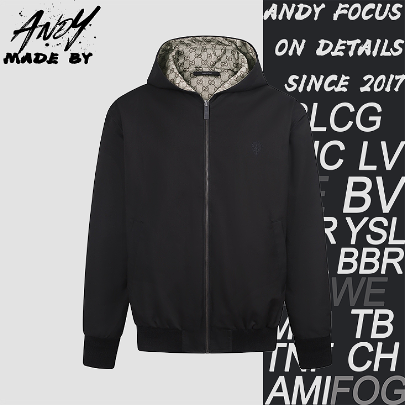 Gucci Reversible Cotton Canvas Embroidered Logo Jacket