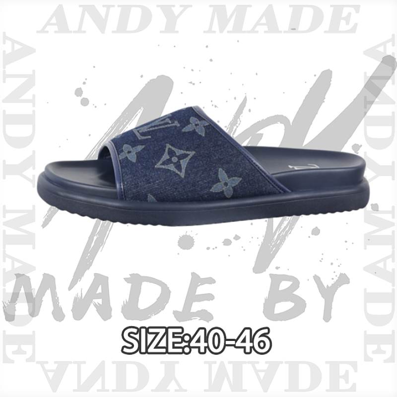 Louis Vuitton Denim Embossed Buckle-up Round Toe Sandals Men's Blue