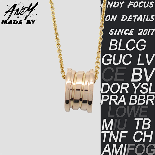 B Bulgari Smooth Spring Necklace Rose Gold