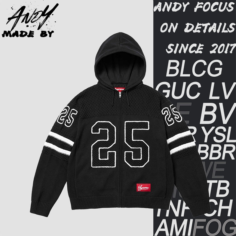 Supreme Hand-embroidered Hooded Zip-up Knit Sweater