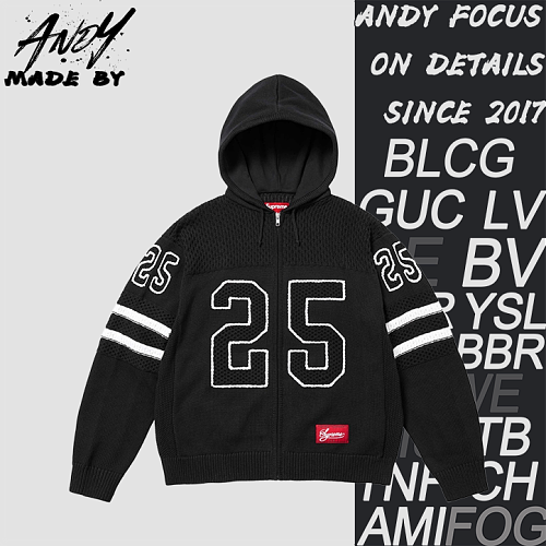 Supreme Hand-embroidered Hooded Zip-up Knit Sweater