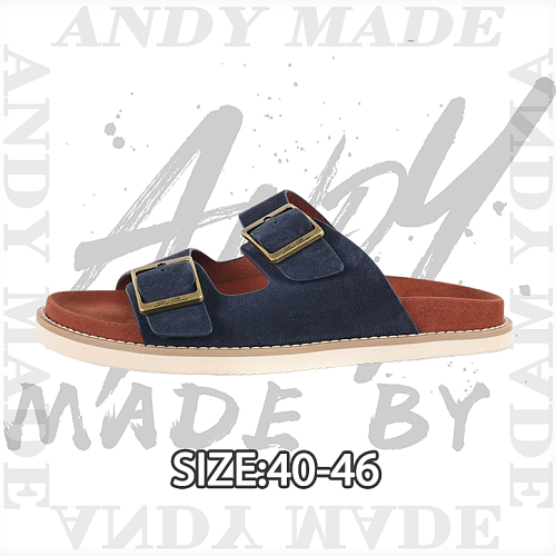 Platform Suede Flip-Flops Blue Brown