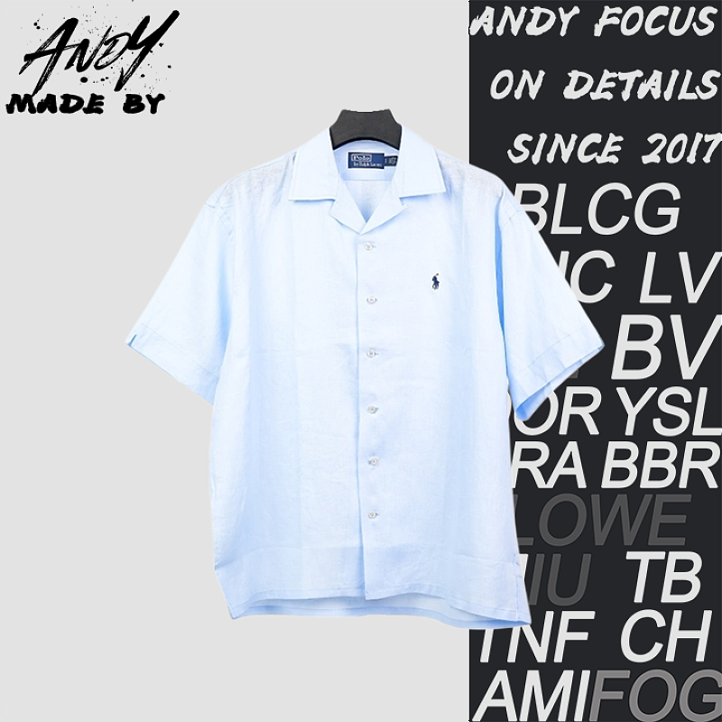 Off-White Polo Horse Embroidered Linen Short-sleeved Shirt