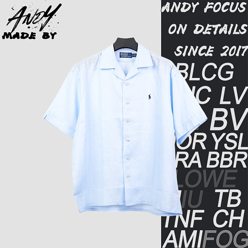 Off-White Polo Horse Embroidered Linen Short-sleeved Shirt