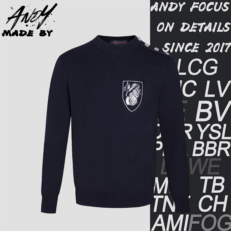Louis Vuitton Embroidered Round Neck Long-sleeved Knit Sweater