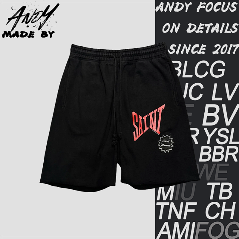27 S M Saint Logo Print Shorts