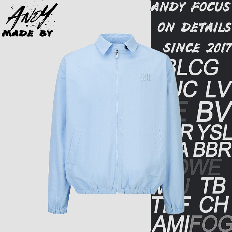 Miu Miu Logo Embroidered Zipper Jacket