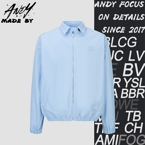 Miu Miu Logo Embroidered Zipper Jacket
