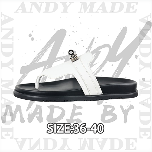 Hermès Goat Leather Flip-flops White And Black