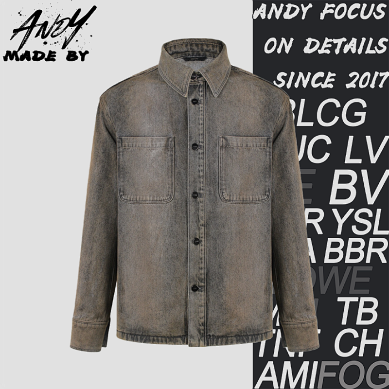 Lapel Single-breasted Over-dyed Denim Jacket
