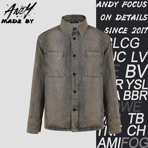 Lapel Single-breasted Over-dyed Denim Jacket