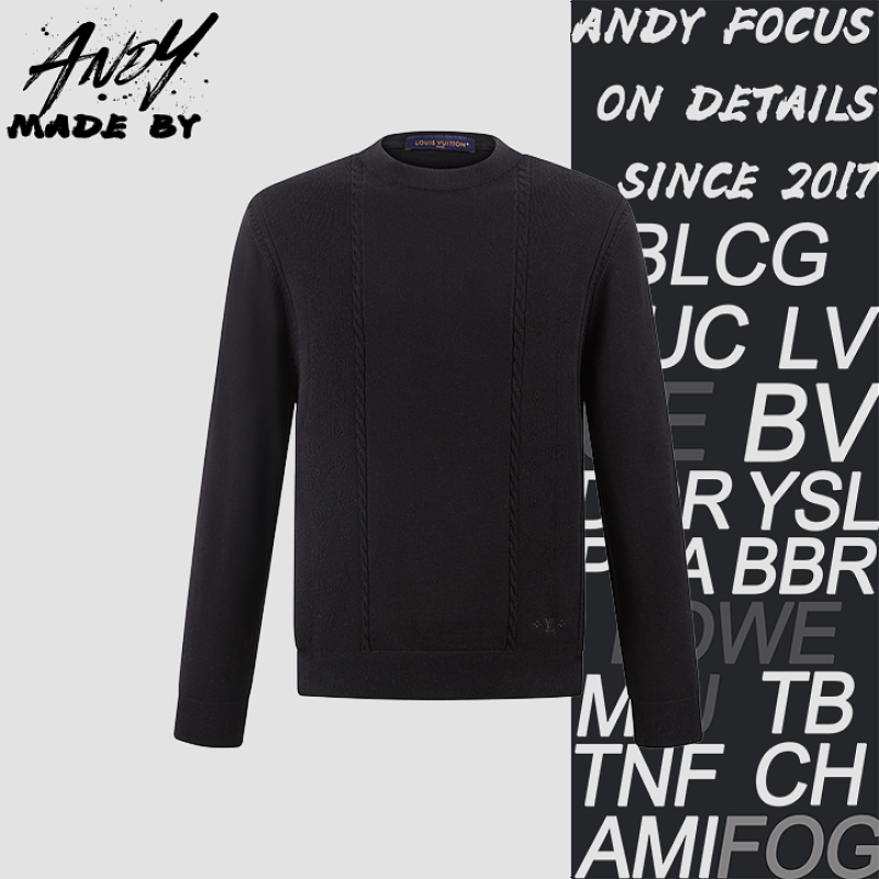 Cotton Jacquard Mesh Logo Crewneck Sweatshirt