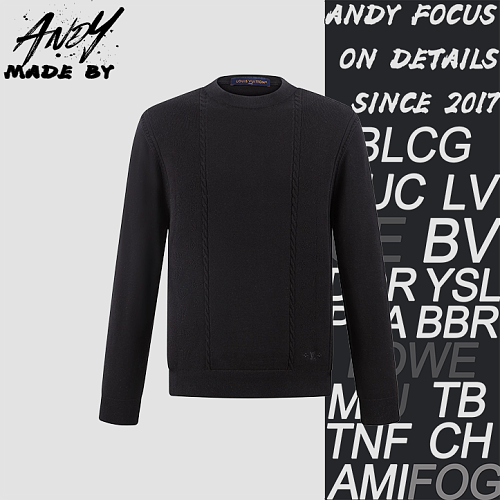 Cotton Jacquard Mesh Logo Crewneck Sweatshirt
