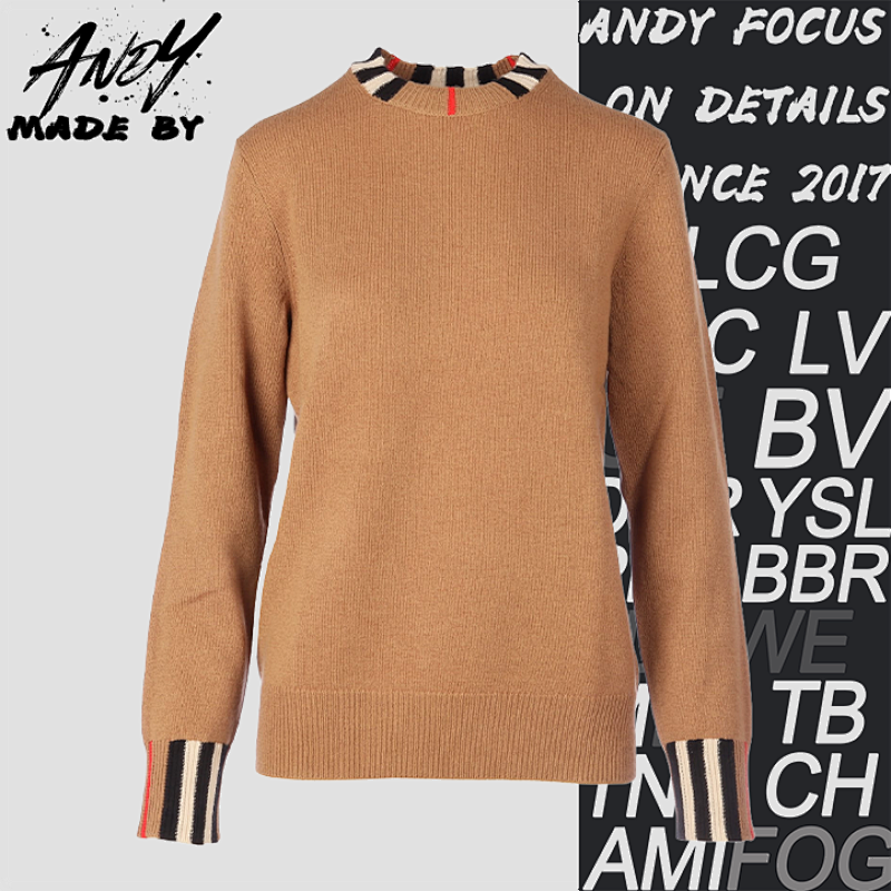Check Ribbed Crew Neck Sweater