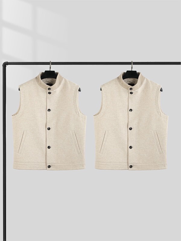 Genuine Leather Collar Cotton Wool Vest