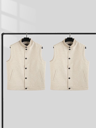 Genuine Leather Collar Cotton Wool Vest