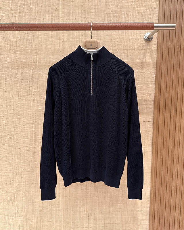 British Ribbed Half Zipper