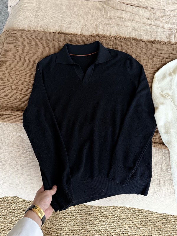 Wool Long Sleeved Polo Shirt