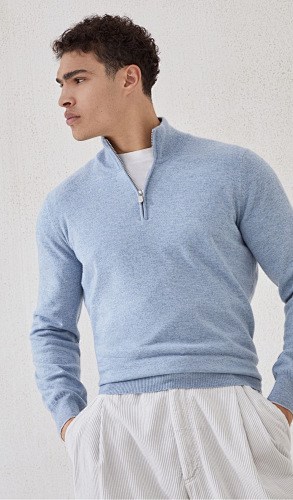 Cashmere Sweater With Half Zip