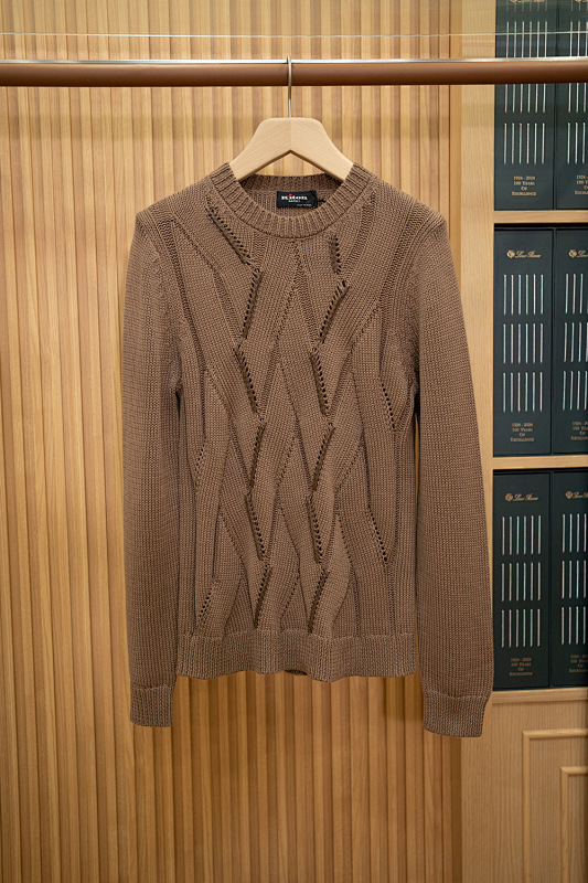 Leather-Trimmed Cable-Knit