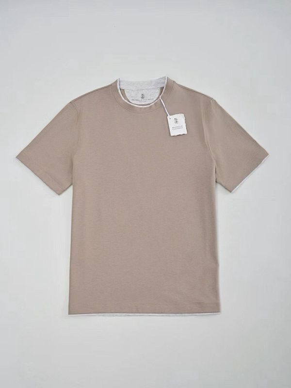 Cotton Jersey Crew Neck T-shirt With Faux-layering