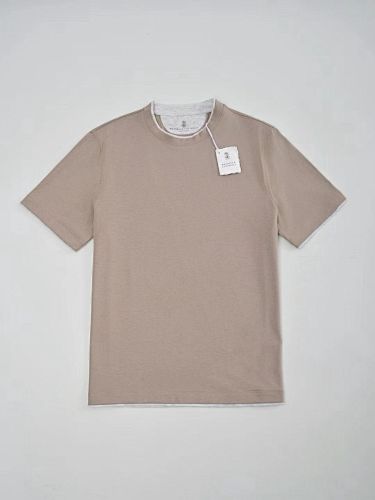 Cotton Jersey Crew Neck T-shirt With Faux-layering