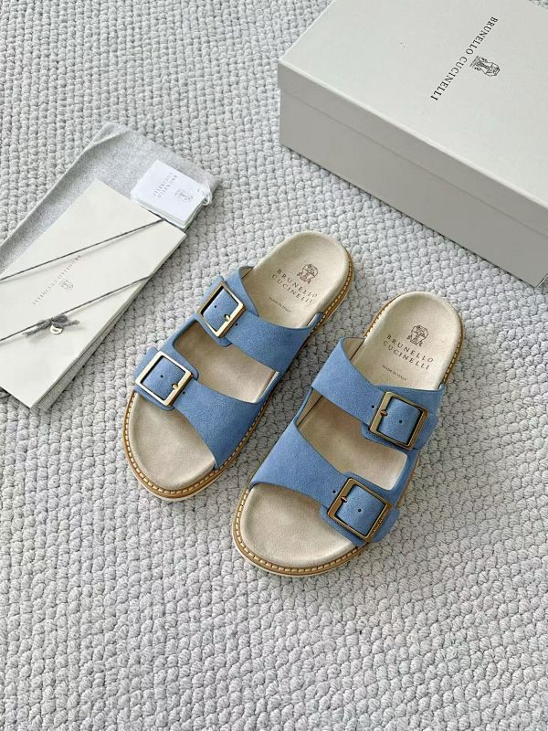 Suede Slides With Buckles
