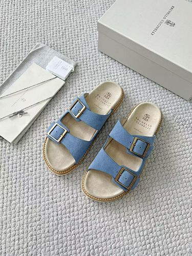 Suede Slides With Buckles