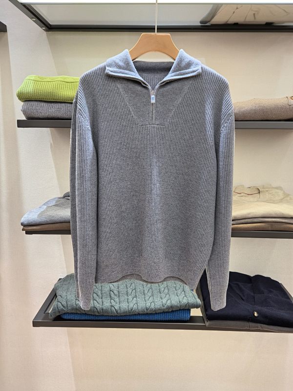 LP Half-cardigan Zipper Sweater With A Foldable Collar Is Made Of Ultra-fine Australian Wo