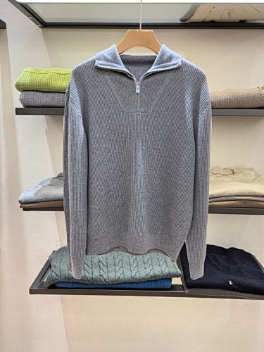 LP Half-cardigan Zipper Sweater With A Foldable Collar Is Made Of Ultra-fine Australian Wo