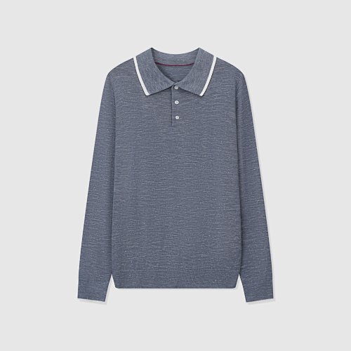 BC Button-up Ribbed-knit Polo Shirt