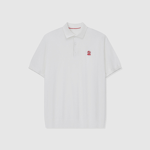 Brunello Cucinelli White Cotton Polo