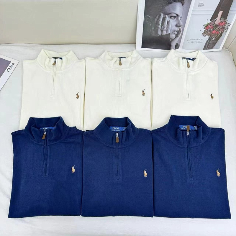 Cotton Ribbed Zip-up Pullover Long-sleeved
