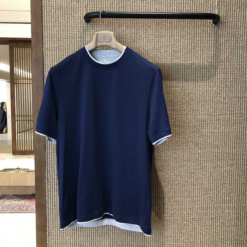 Contrast-trim Crew-neck T-shirt