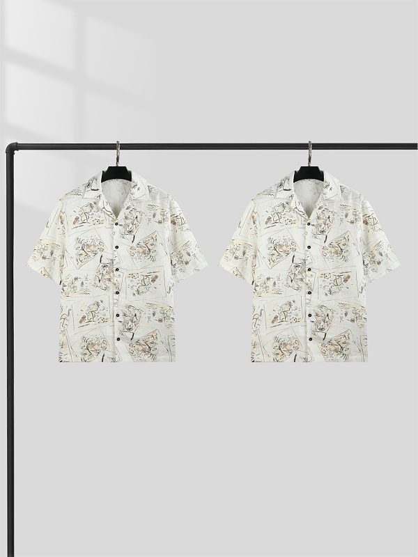Product Ls Latest Vacation Series 40 Linen Color Woven Short Shirts