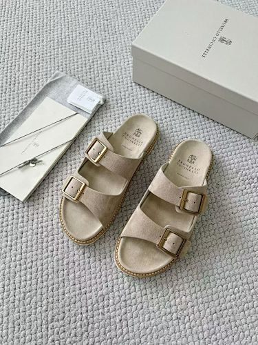 Suede Slides With Buckles