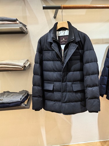 LP King's Gift Casual Down Jacket Made Of Knitted Stretch Wool And Cashmere Blend Fabric F