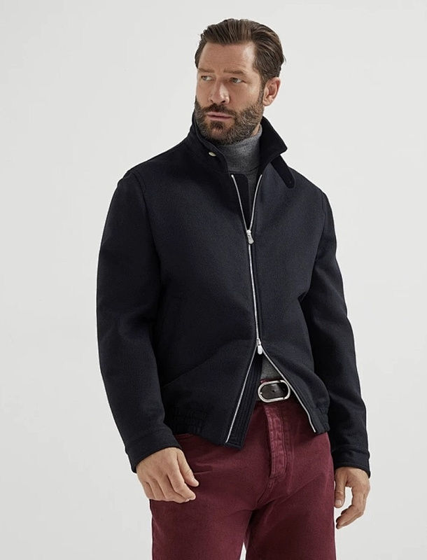 Wool Flannel Double Cloth Bomber Jacket