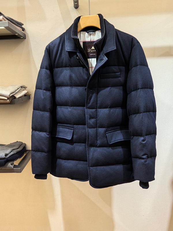 LP King's Gift Casual Down Jacket Made Of Knitted Stretch Wool And Cashmere Blend Fabric F